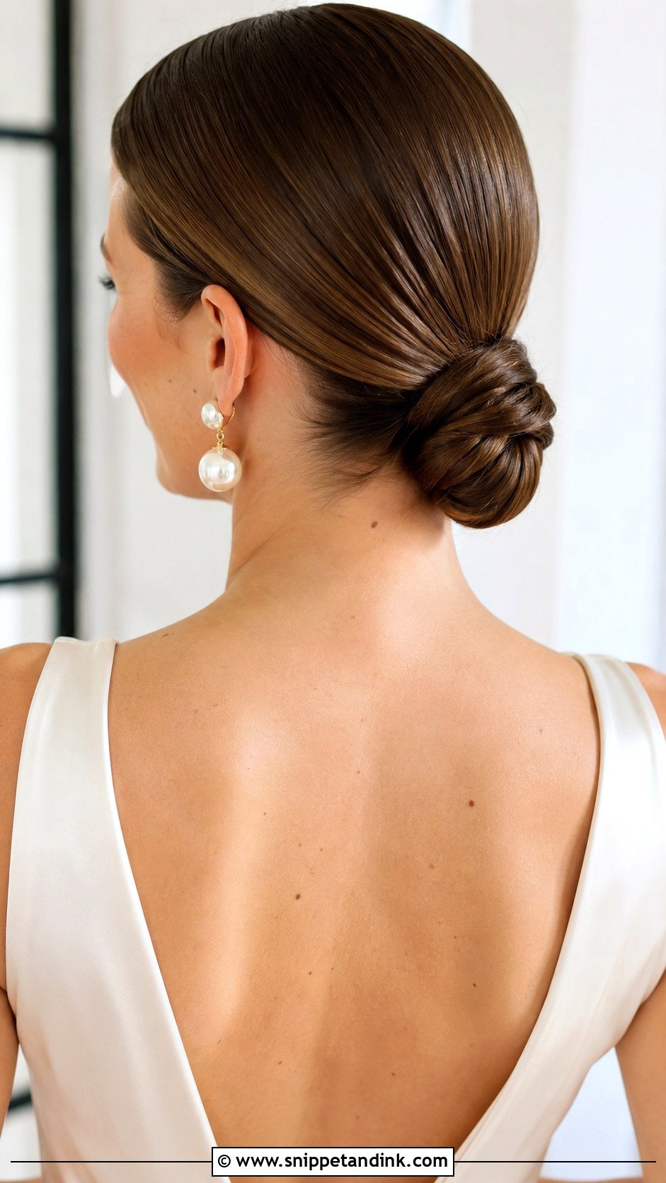 Sleek Low Knot Wedding Hairstyle - Snippet and Ink - 20 Low Up Do Wedding Hair Ideas