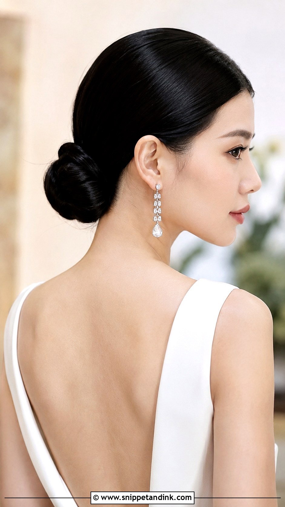 Sleek Low Knot - Snippet and Ink - 20 Easy Short Hair Updo Wedding Ideas