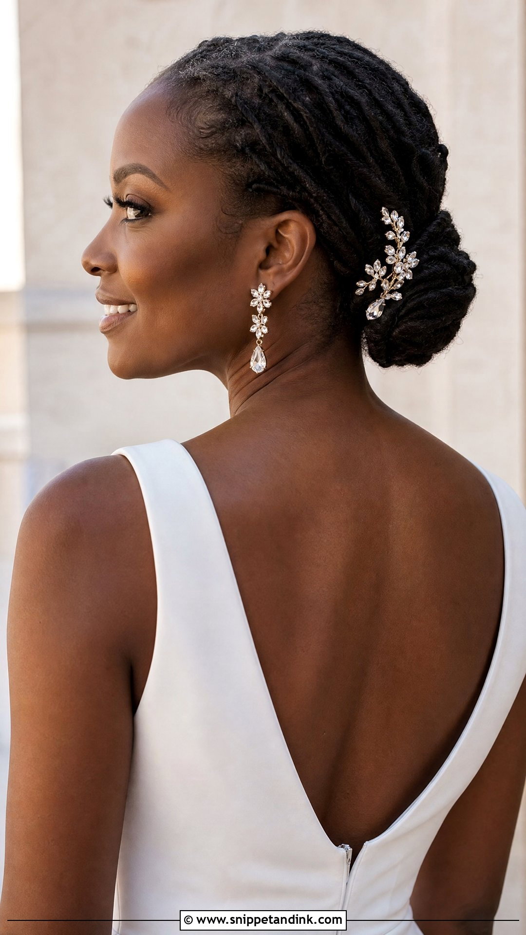 Sleek Low Loc Bun - Snippet and Ink - 20 Loc Wedding Hairstyles