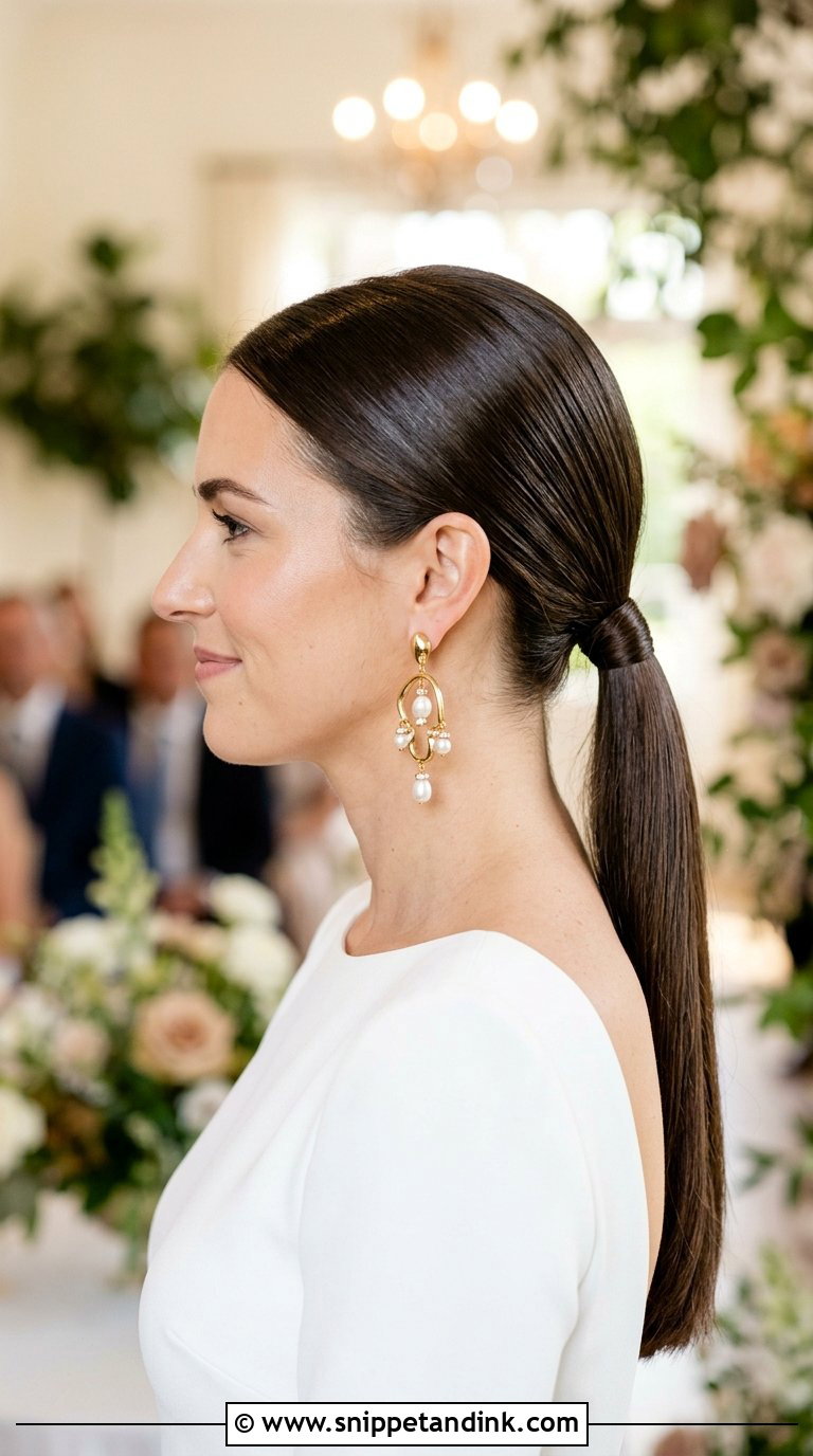 Sleek Low Ponytail - Snippet and Ink - 20 Bride Hairdo Ideas