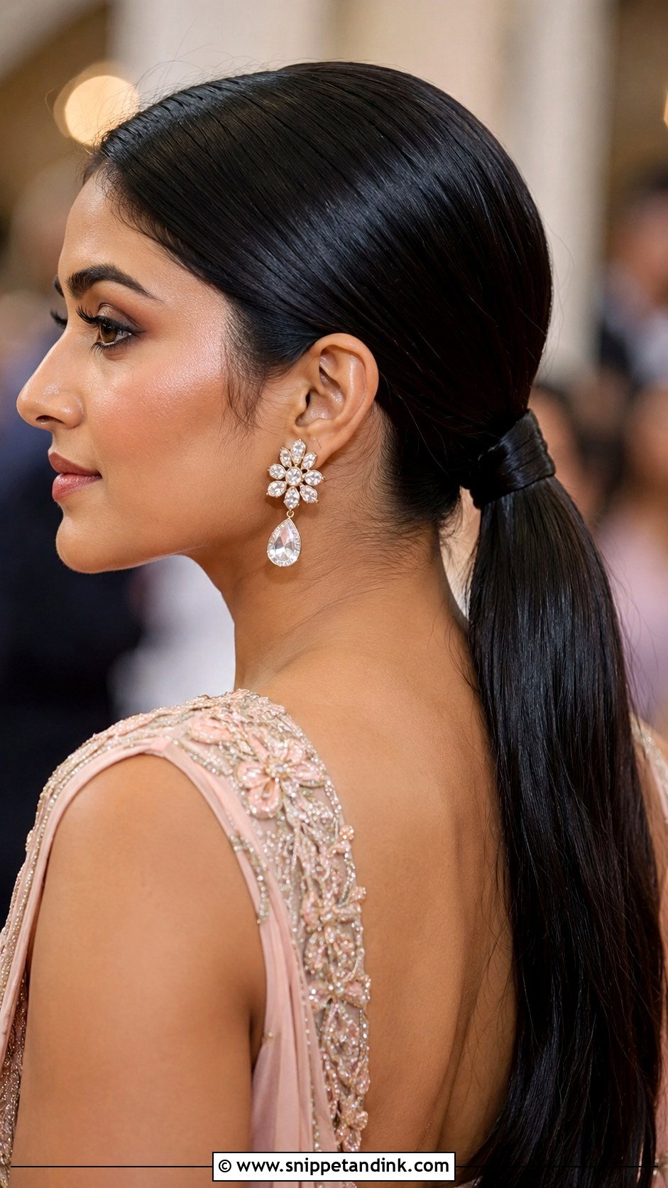 Sleek Low Ponytail - Snippet and Ink - 30 Indian Hairstyle for Wedding Ideas