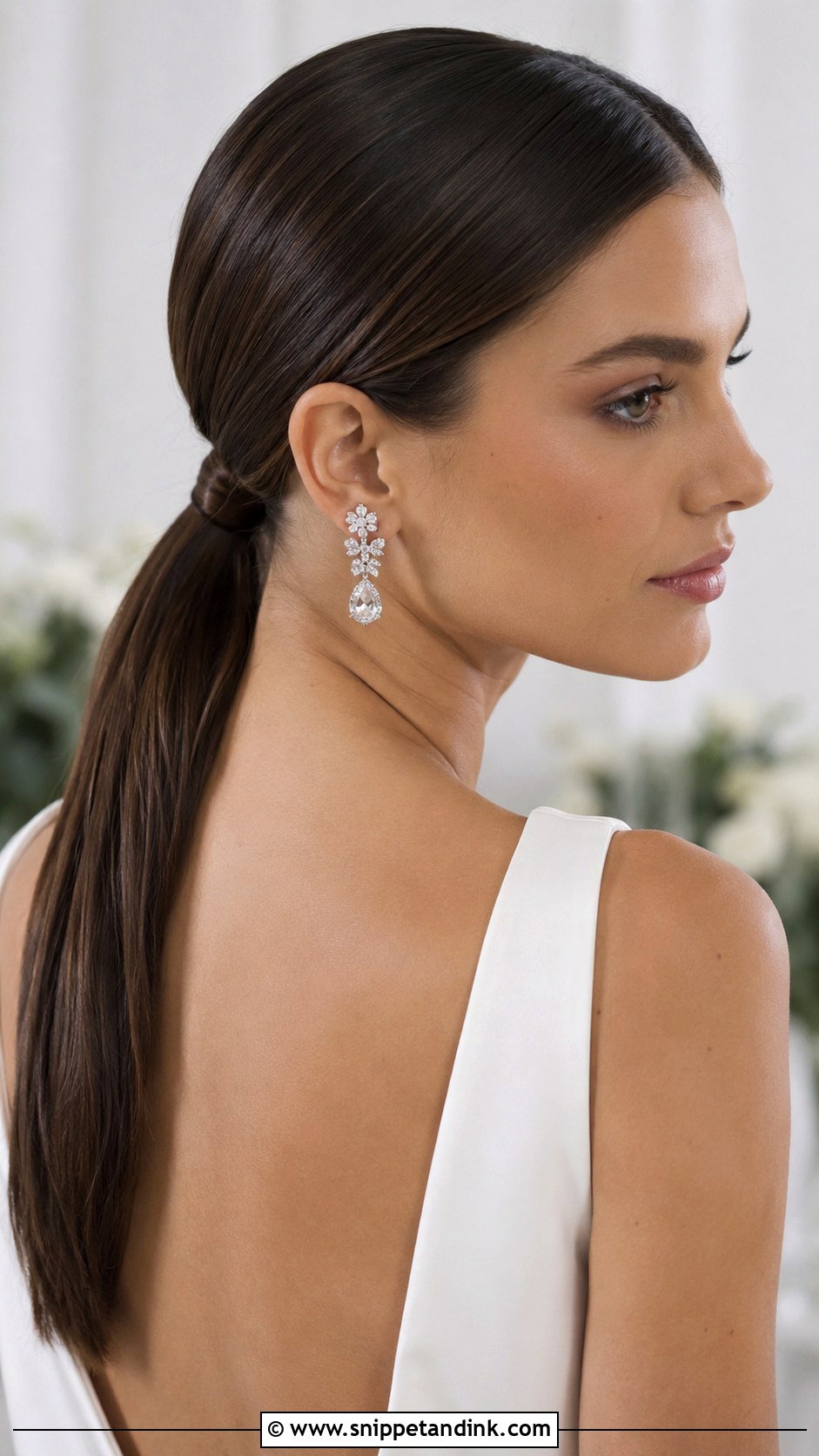 Sleek Low Ponytail - Snippet and Ink - 30 Timeless Bridal Hair Ideas
