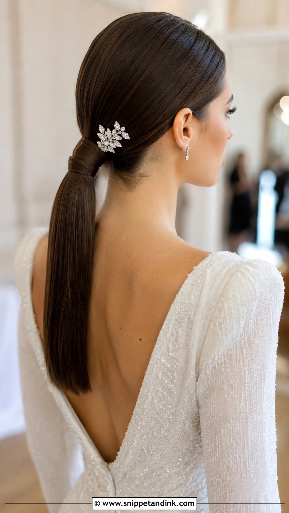 Sleek Low Ponytail - Snippet and Ink - 30 Wedding Hair Do Ideas