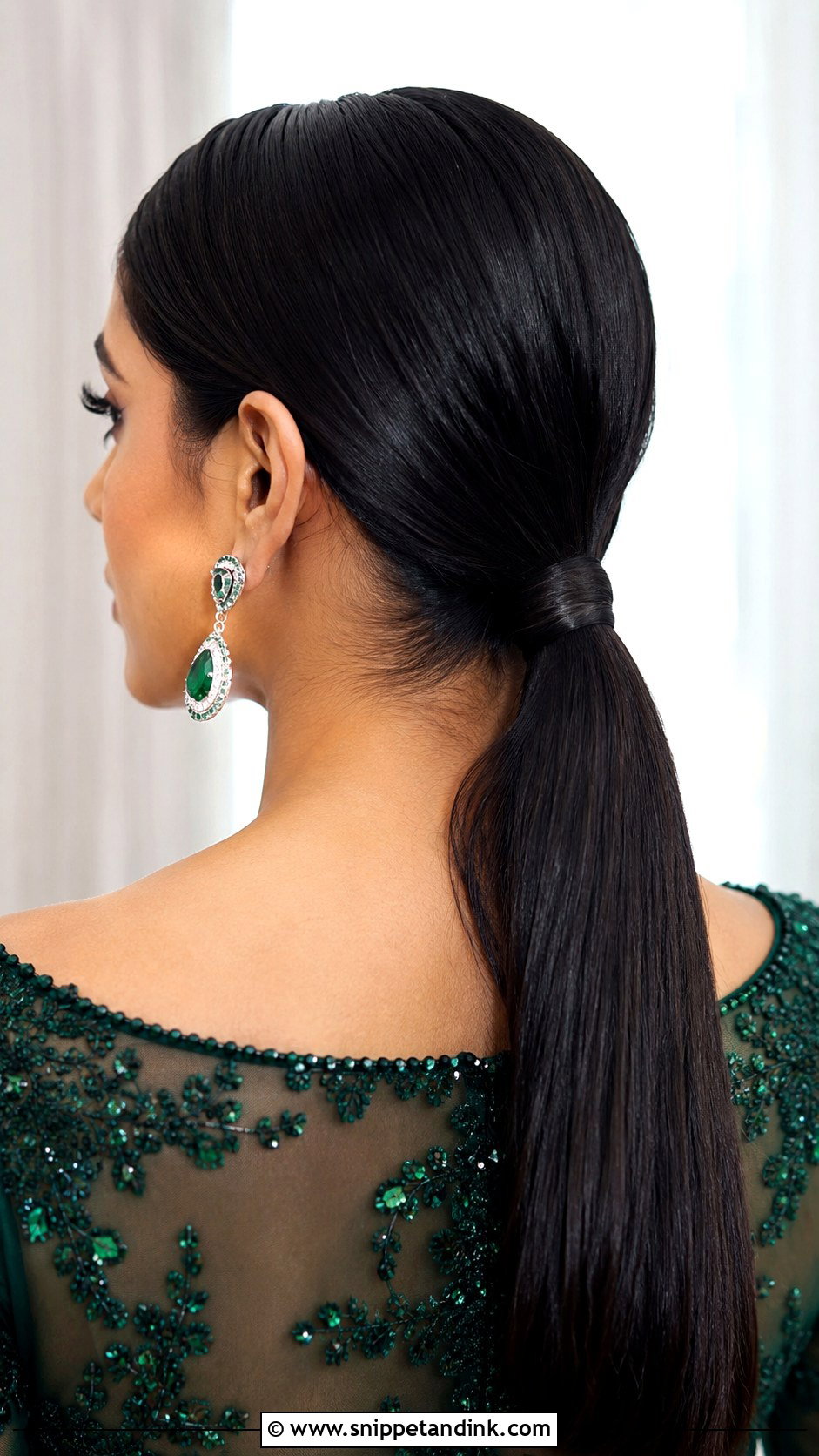 Sleek Low Ponytail - Snippet and Ink - 20 Desi Bride Hair Ideas