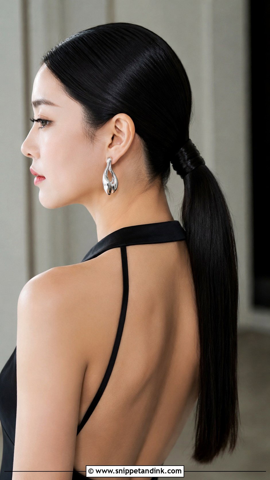 Sleek Low Ponytail - Snippet and Ink - 20 Black Tie Wedding Guest Hairstyles