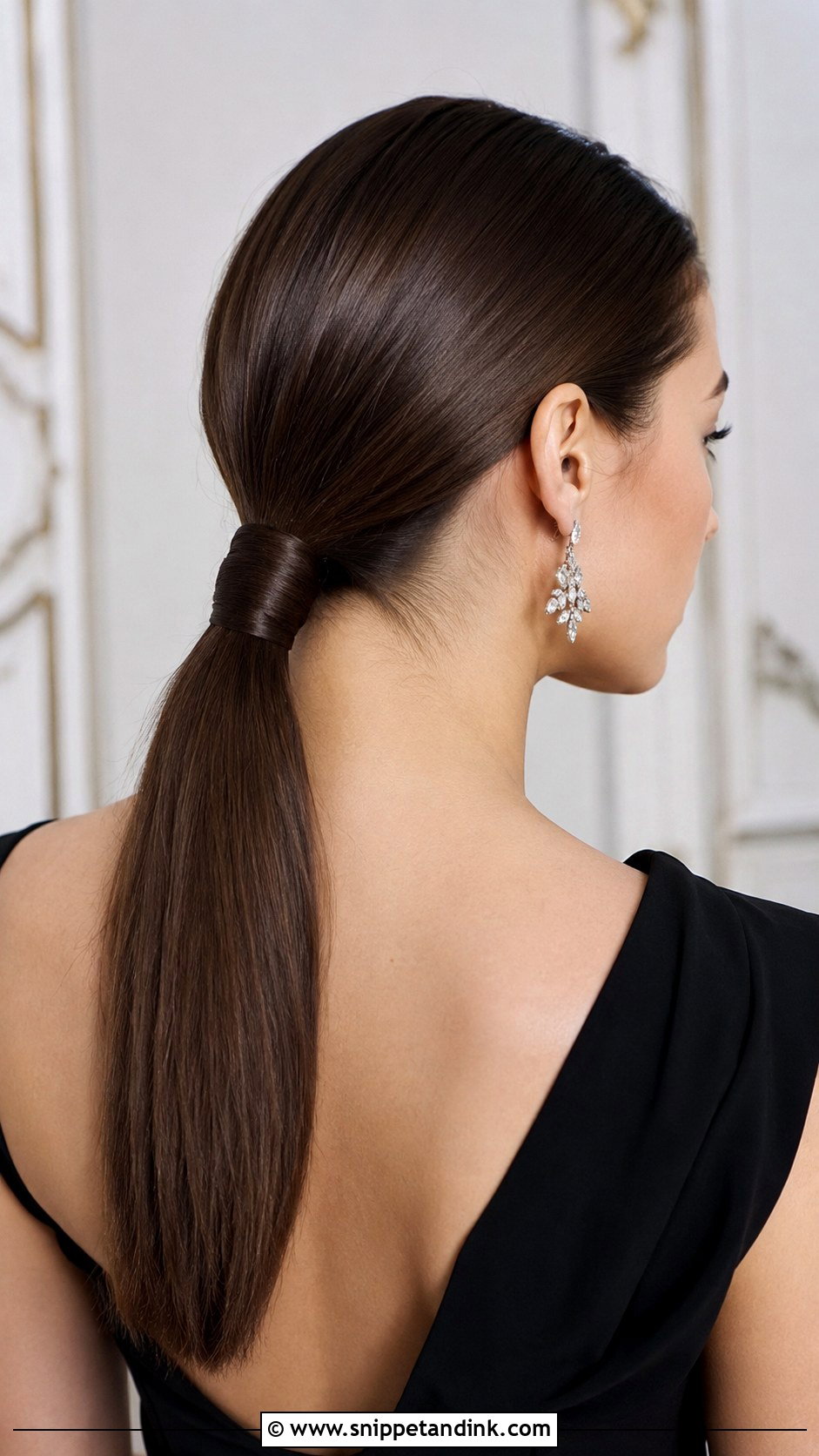 Sleek Low Ponytail - Snippet and Ink - 20 Long Black Tie Hairstyles