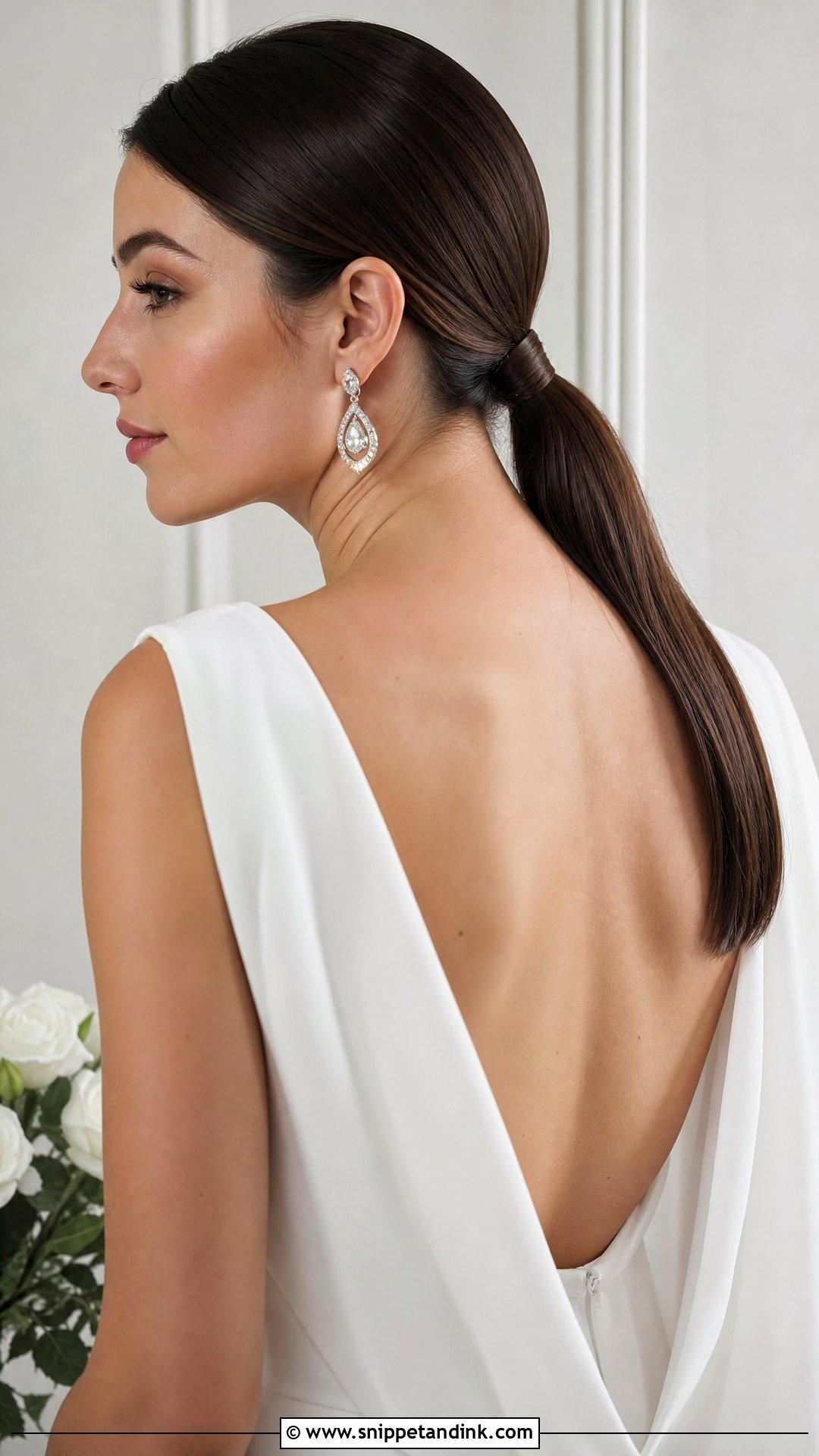 Sleek Low Ponytail - Snippet and Ink - 20 Mid Length Wedding Hair Ideas