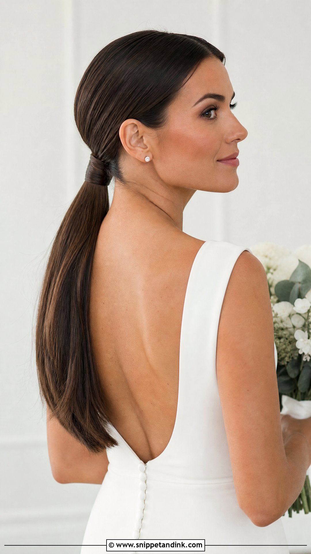 Sleek Low Ponytail - Snippet and Ink - 20 Minimal Wedding Hairstyle Ideas