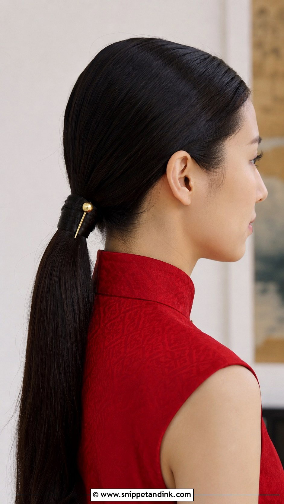 Sleek Low Ponytail - Snippet and Ink - 20 Sangjit Hairstyle Ideas
