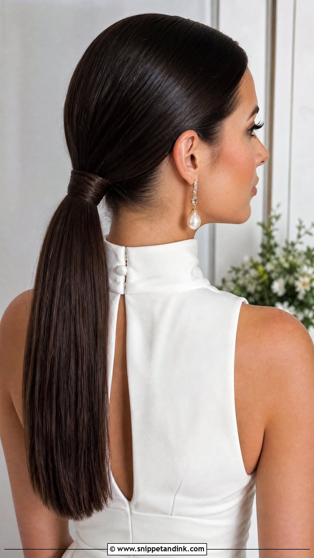 Sleek Low Ponytail - Snippet and Ink - 20 Simple Bridal Hairstyles