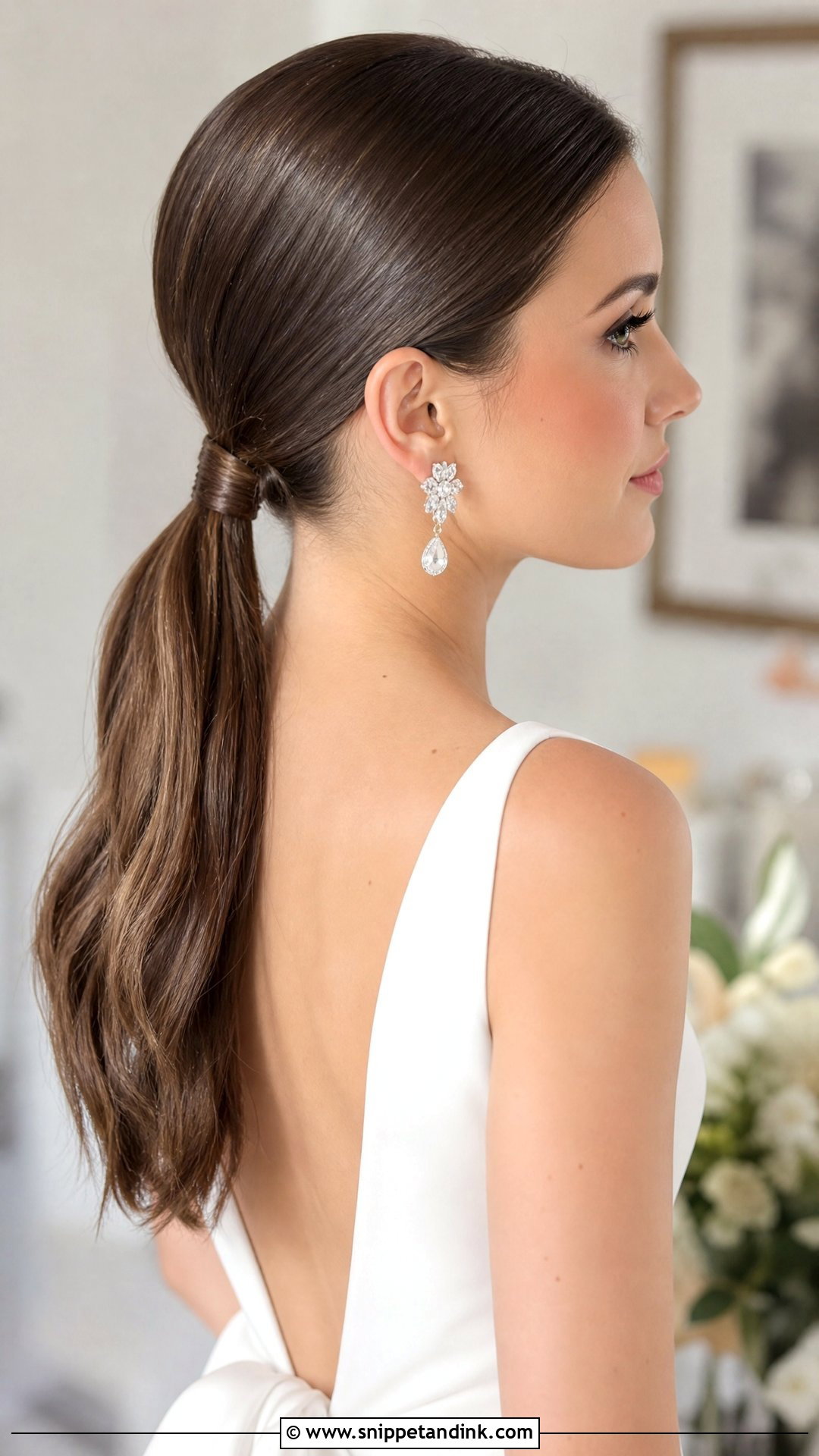 Sleek Low Ponytail - Snippet and Ink - 20 Simple Wedding Hairstyles for Medium Hair