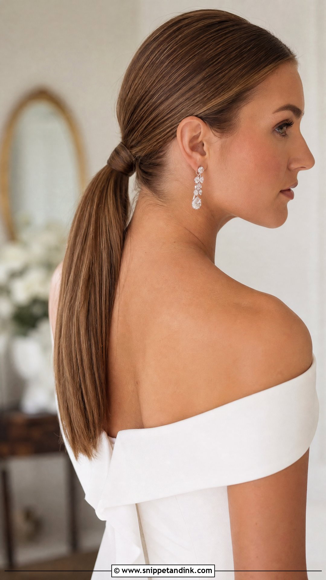 Sleek Low Ponytail - Snippet and Ink - 20 Wedding Hair 2025 Ideas