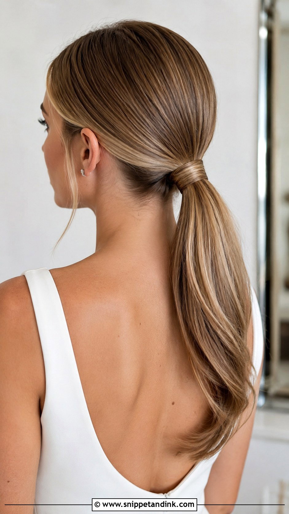 Sleek Low Ponytail - Snippet and Ink - 20 Winter Wedding Hairstyles