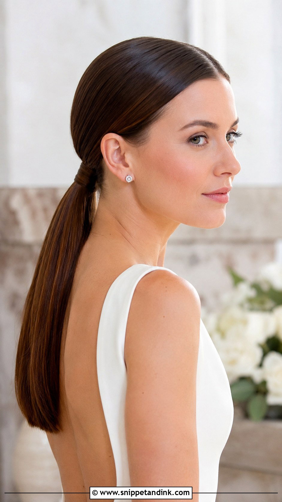 Sleek Low Ponytail - Snippet and Ink - 25 Elegant Bridal Hairstyles