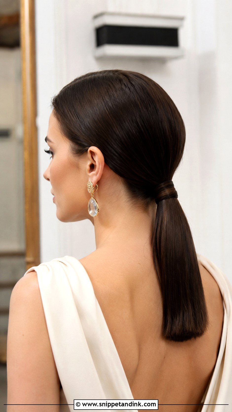Sleek Low Ponytail - Snippet and Ink - 25 Engagement Look Hairstyle Ideas