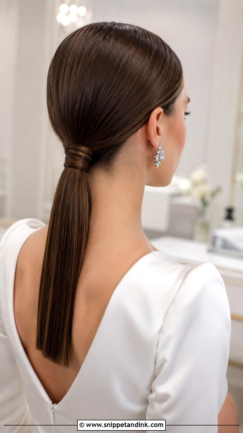 Sleek Low Ponytail - Snippet and Ink - 25 Medium Length Wedding Hairstyles