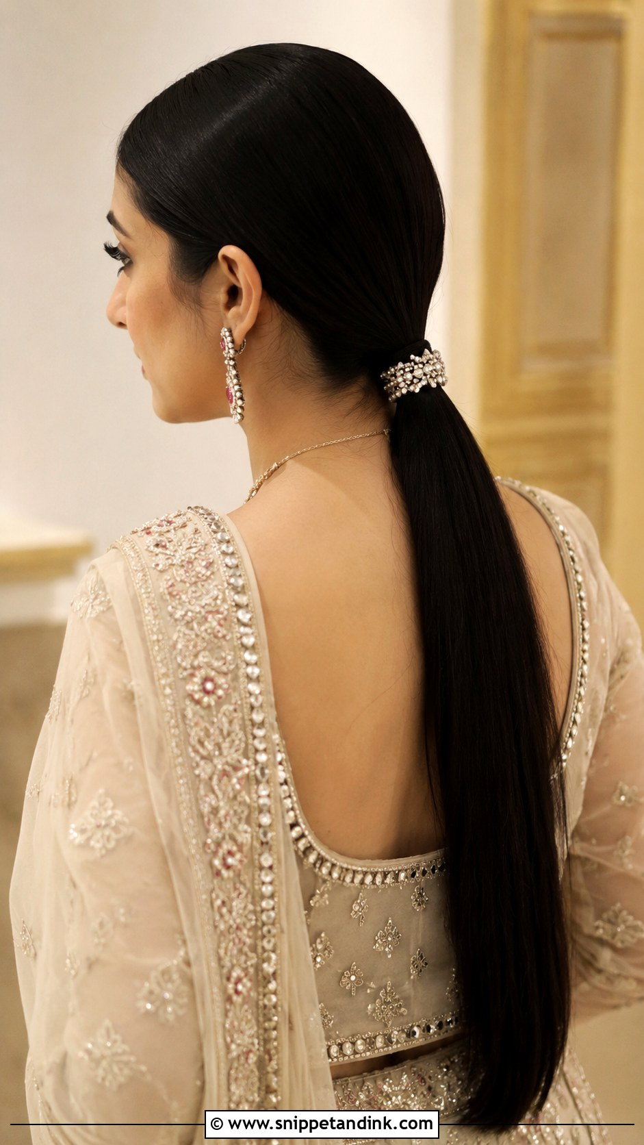 Sleek Low Ponytail - Snippet and Ink - 25 Pakistani Wedding Hairstyles