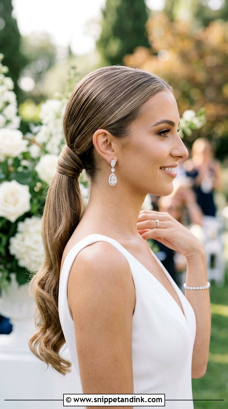 Sleek Low Ponytail - Snippet and Ink - 20 Bride Hair Up Ideas