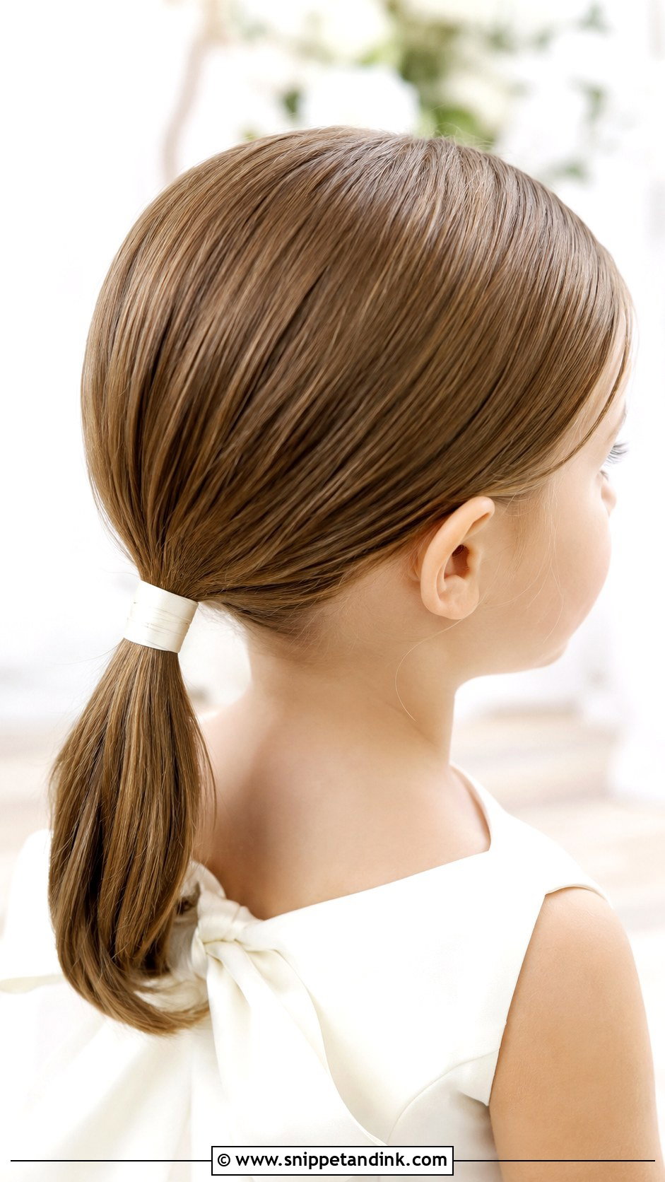 Sleek Low Ponytail - Snippet and Ink - 25 Toddler Wedding Hair Ideas