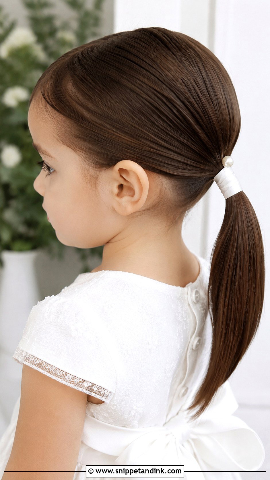 Sleek Low Ponytail - Snippet and Ink - 25 Toddler Wedding Hairstyles