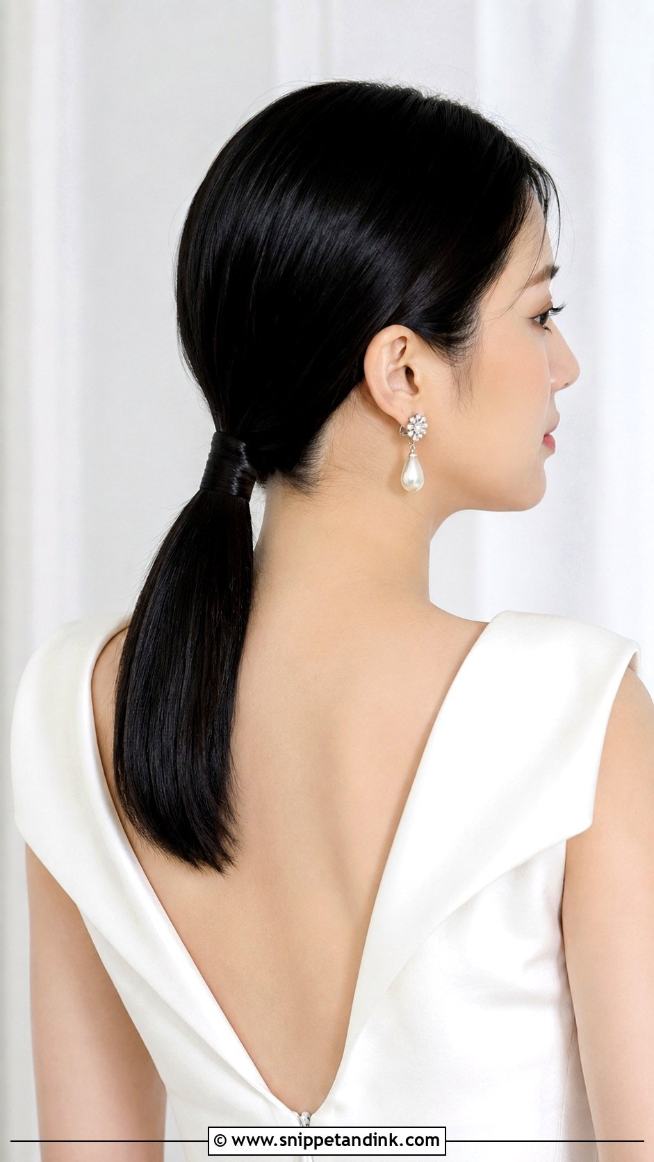 Sleek Low Ponytail Bridal Hairstyle - Snippet and Ink - 25 Wedding Bridal Hair Ideas