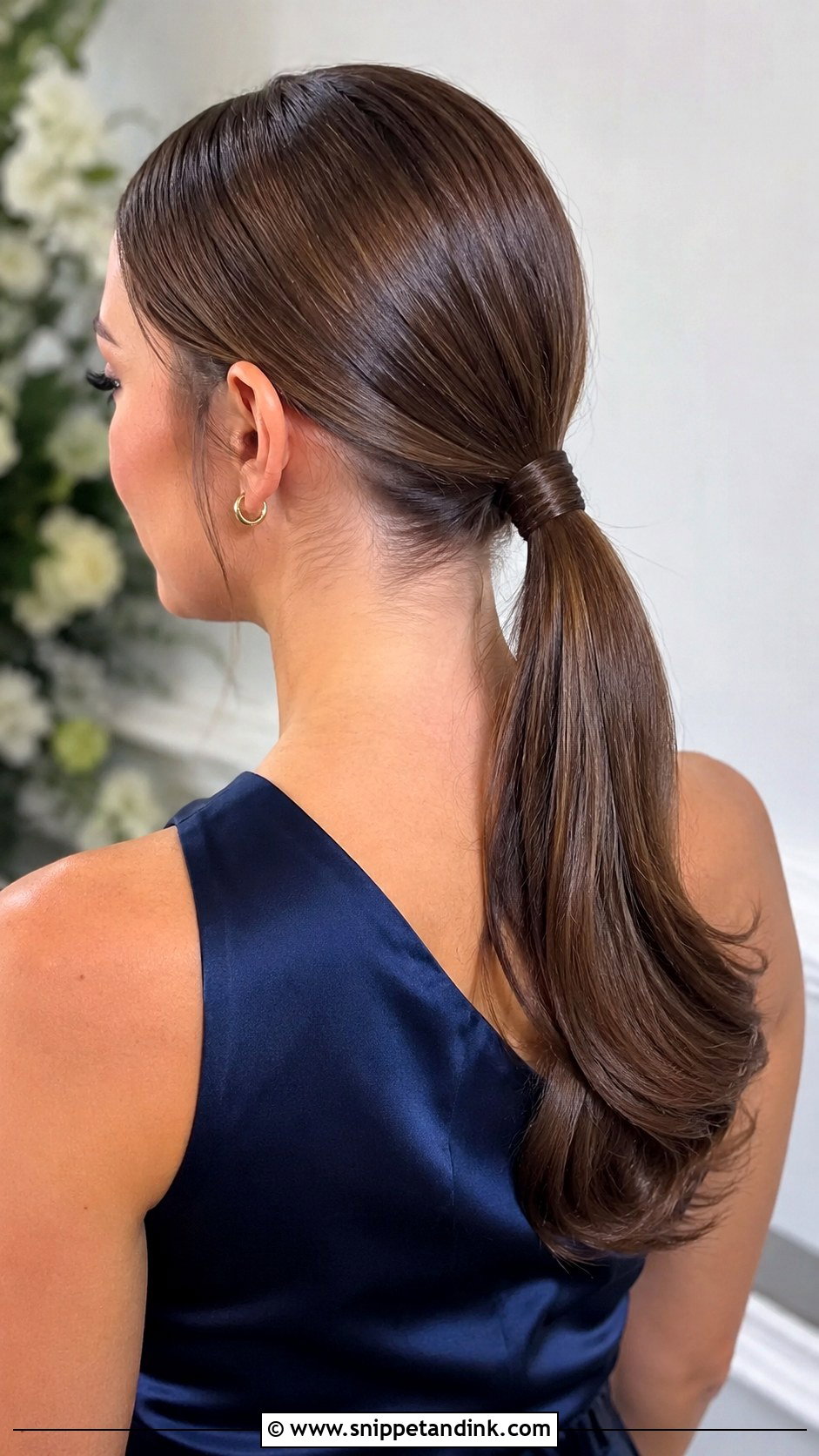 Sleek Low Ponytail Bridesmaid Hair - Snippet and Ink - 20 Sleek Bridesmaid Hair Ideas