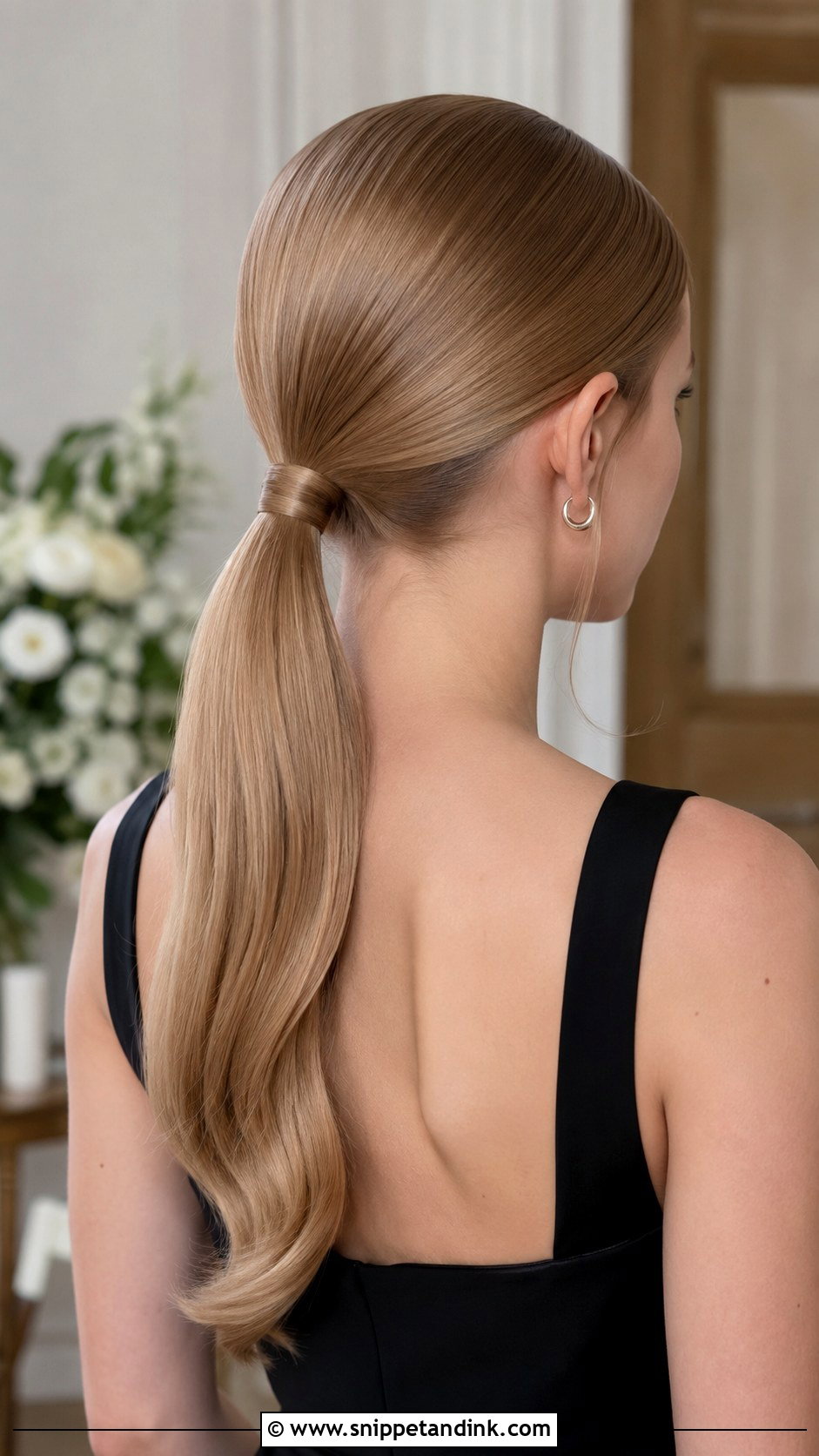Sleek Low Ponytail Bridesmaid Hair - Snippet and Ink - 30 Wedding Bridesmaid Hair Ideas