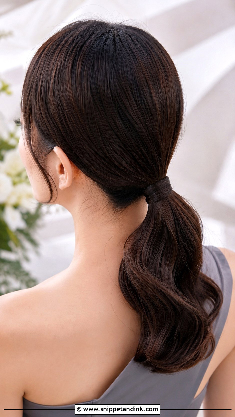 Sleek Low Ponytail Bridesmaid Hair Medium Length - Snippet and Ink - 20 Bridesmaid Hair Styles Medium Length