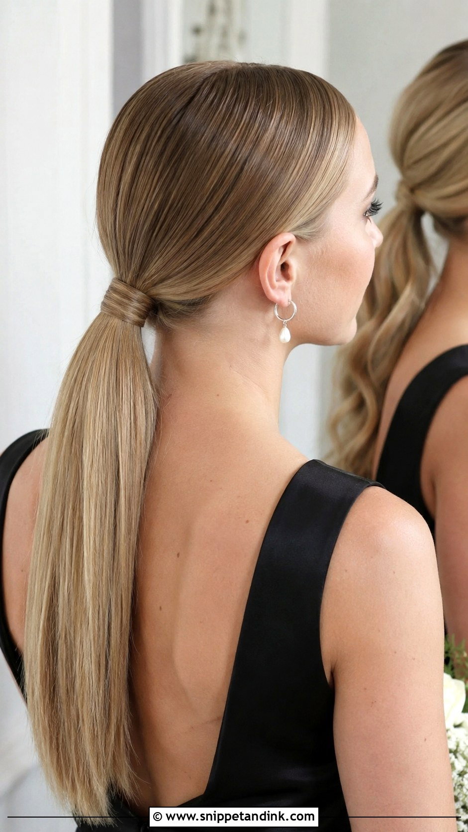 Sleek Low Ponytail Bridesmaid Hair - Snippet and Ink - 20 Bridesmaid Hair Pony Ideas