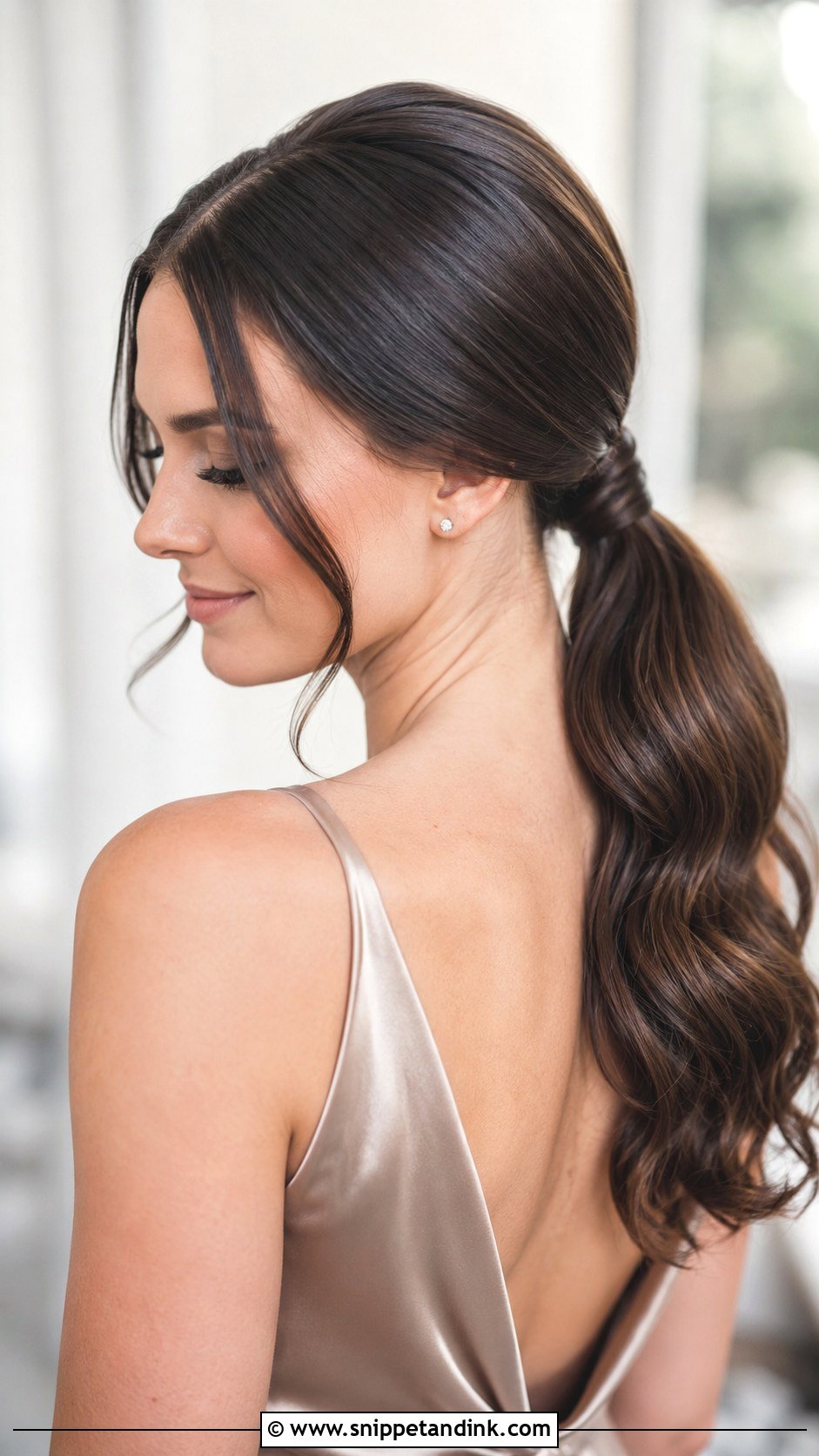 Sleek Low Ponytail Bridesmaid Hairstyle - Snippet and Ink - 20 Bridesmaid Hairstyles Dark Hair