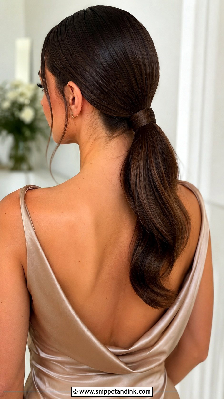 Sleek Low Ponytail Bridesmaid Hairstyle - Snippet and Ink - 20 Bridesmaid Looks Hairstyles