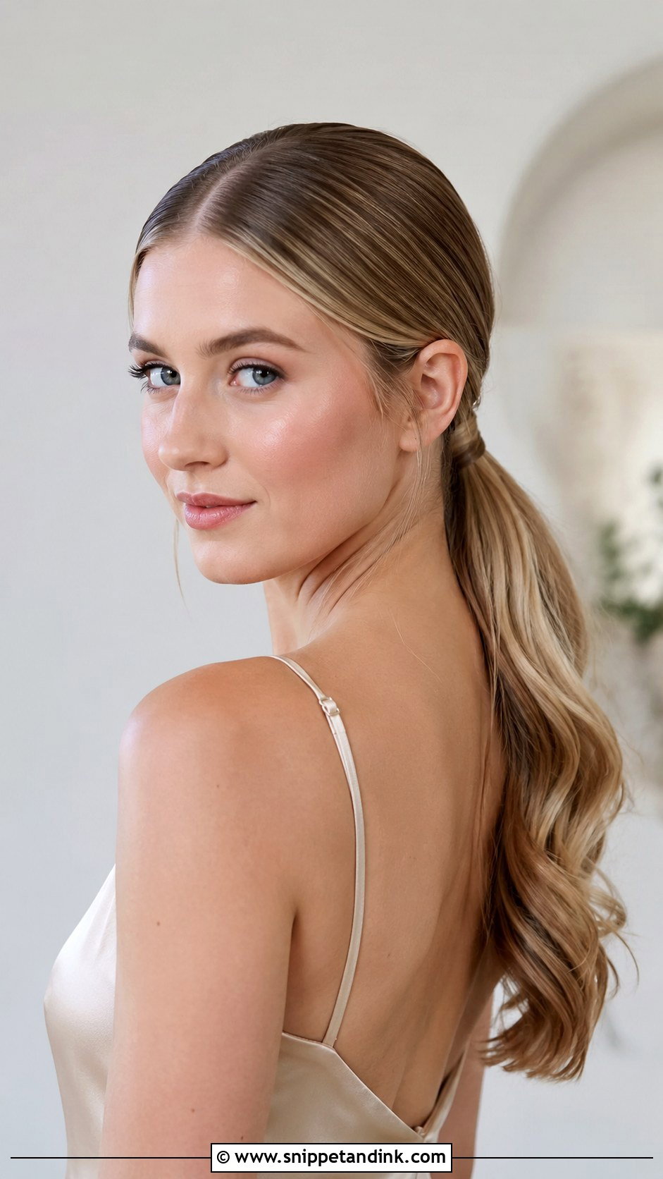 Sleek Low Ponytail Bridesmaid Hairstyle - Snippet and Ink - 20 Summer Wedding Hairstyles Bridesmaid