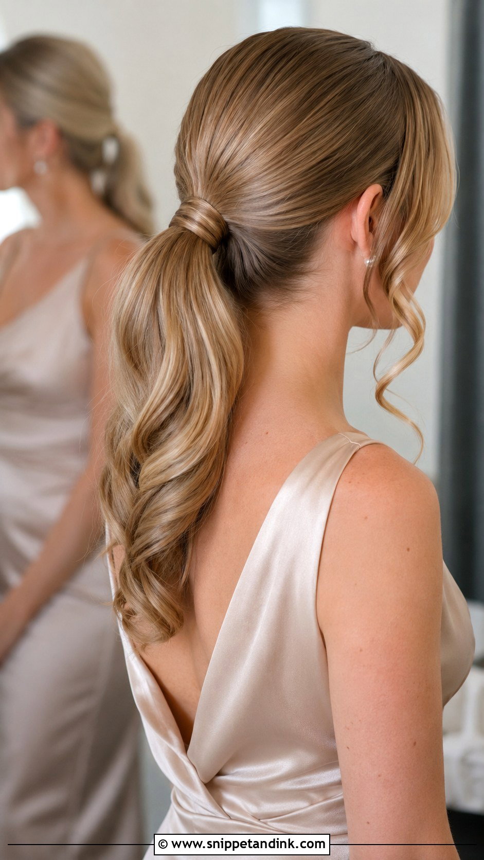 Sleek Low Ponytail Bridesmaid Hairstyle - Snippet and Ink - 25 Easy Bridesmaid Hairstyles