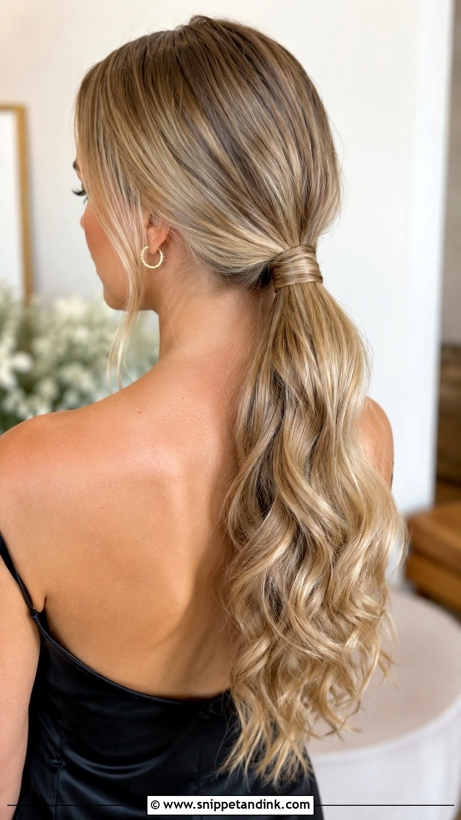 Sleek Low Ponytail Bridesmaid Hairstyle For Medium Hair - Snippet and Ink - 30 Bridesmaid Hairstyles Medium Length