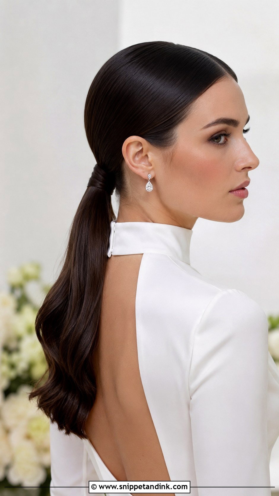 Sleek Low Ponytail Fine Hair - Snippet and Ink - 20 Bridal Hair Fine Hair Ideas