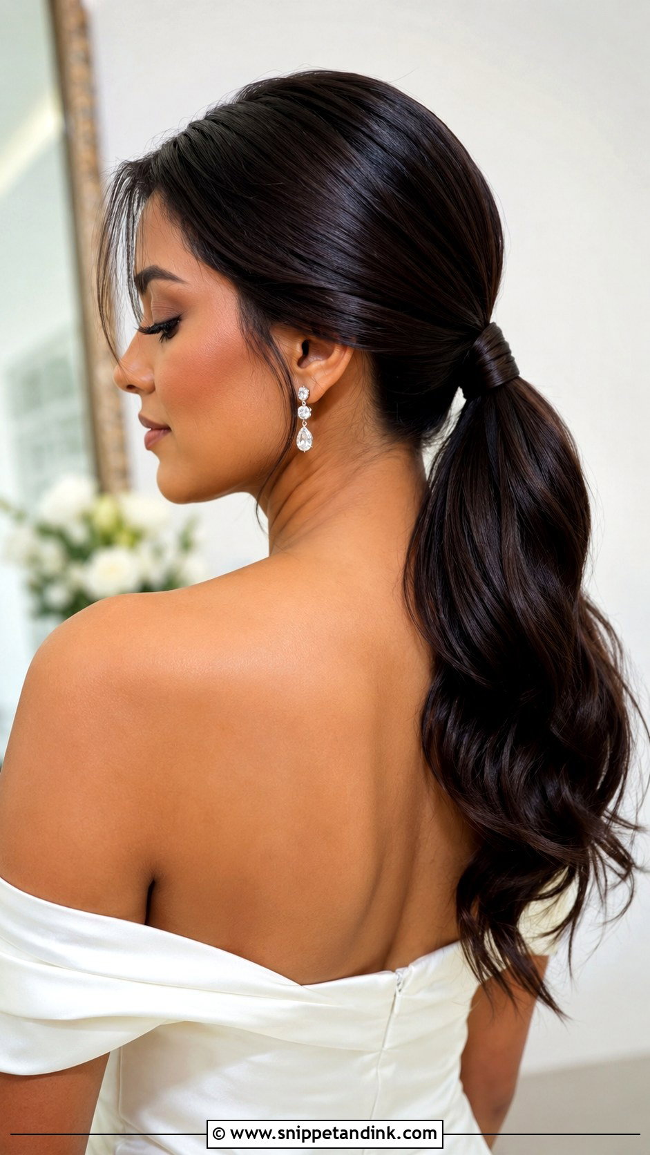 Sleek Low Ponytail Wedding Hair - Snippet and Ink - 15 Slick Wedding Hairstyles