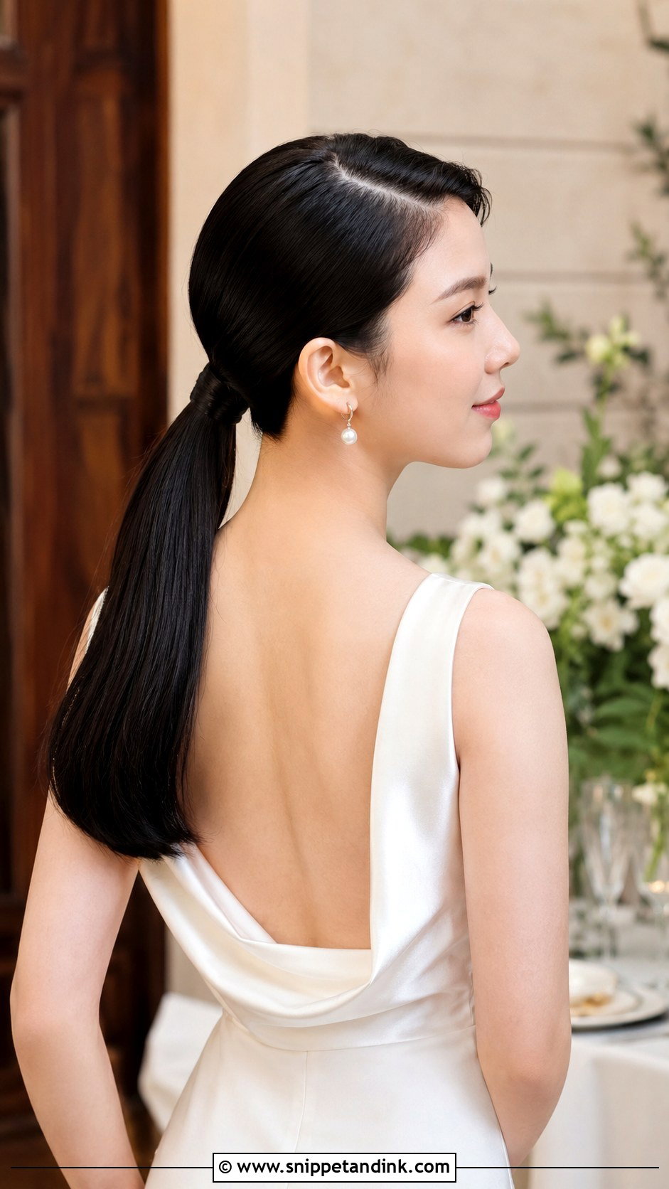 Sleek Low Ponytail Wedding Hair - Snippet and Ink - 20 Wedding Hair Front View Ideas