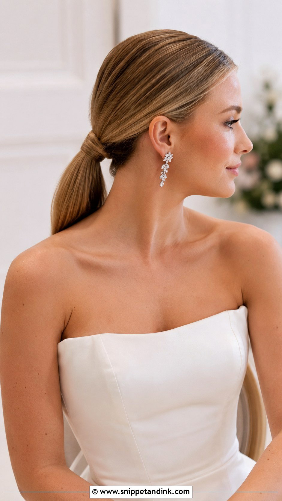 Sleek Low Ponytail Wedding Hair - Snippet and Ink - 25 Low Ponytail Wedding Hair Ideas