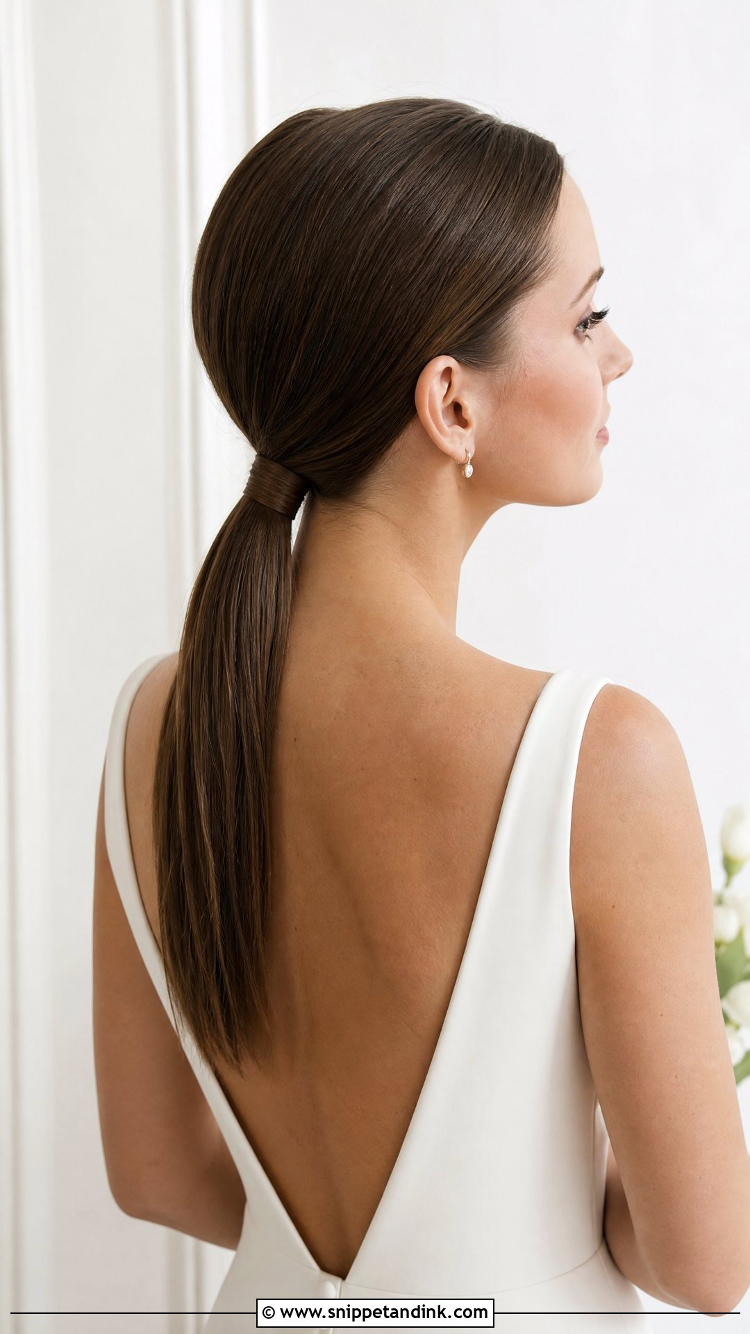Sleek Low Ponytail Wedding Hair for Medium Length - Snippet and Ink - 20 Wedding Hair for Medium Length Ideas
