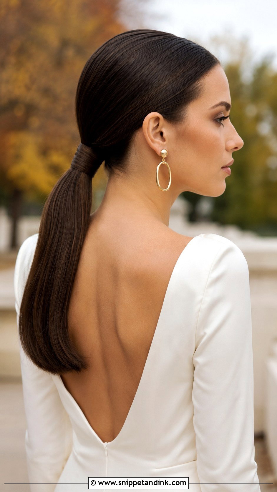 Sleek Low Ponytail Wedding Hairstyle - Snippet and Ink - 25 Long Wedding Hairstyles