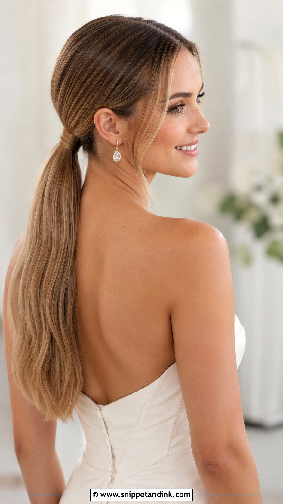 Sleek Low Ponytail Wedding Hairstyle - Snippet and Ink - 30 Ponytail Wedding Hairstyles