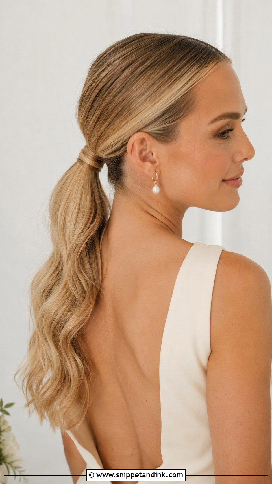 Sleek Low Ponytail Wedding Hairstyle - Snippet and Ink - 20 Hairstyles for Occasions Weddings