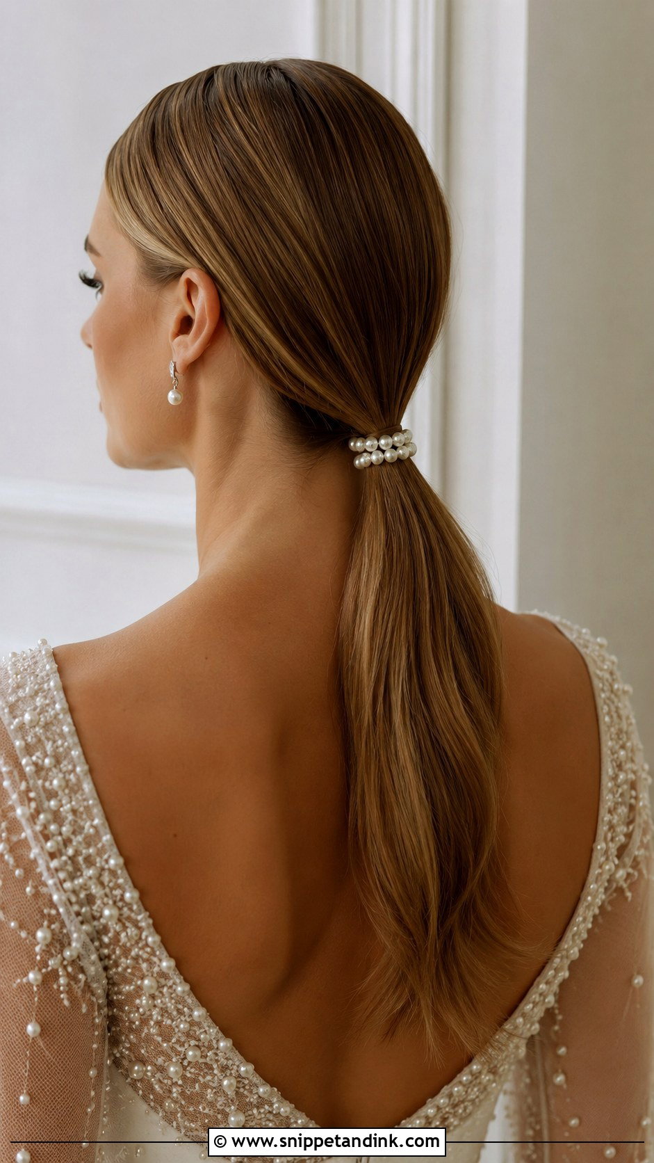 Sleek Low Ponytail Wedding Hairstyle - Snippet and Ink - 20 Low Pony Wedding Hairstyles
