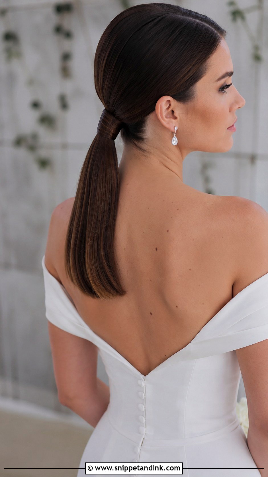 Sleek Low Ponytail Wedding Hairstyle for Long Hair - Snippet and Ink - 25 Hairstyle for Long Hair Wedding Ideas