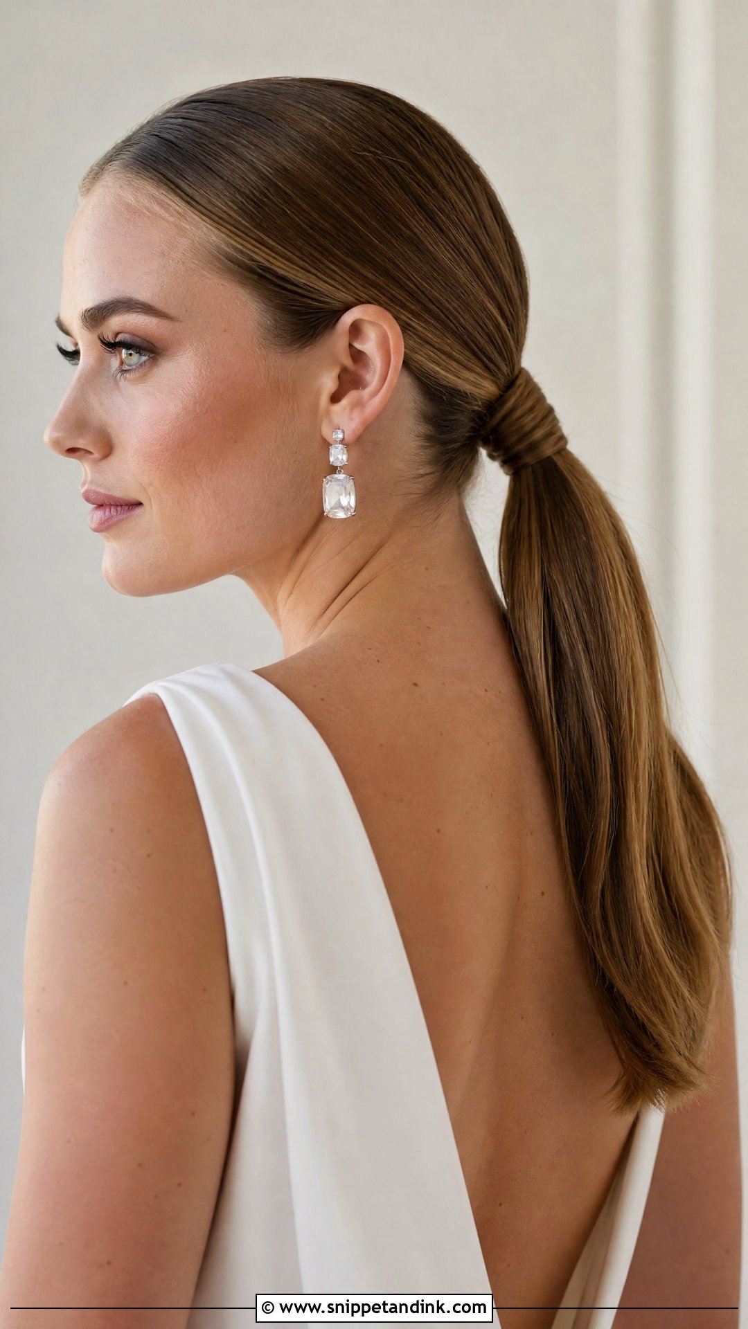 Sleek Low Ponytail Wedding Look - Snippet and Ink - 20 White Wedding Hairstyles