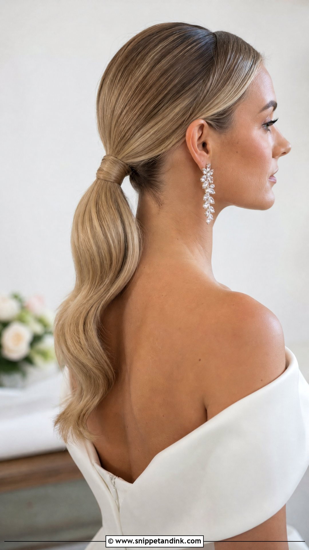 Sleek Low Ponytail Wedding Style - Snippet and Ink - 20 Lauren Kyle Wedding Hair Ideas