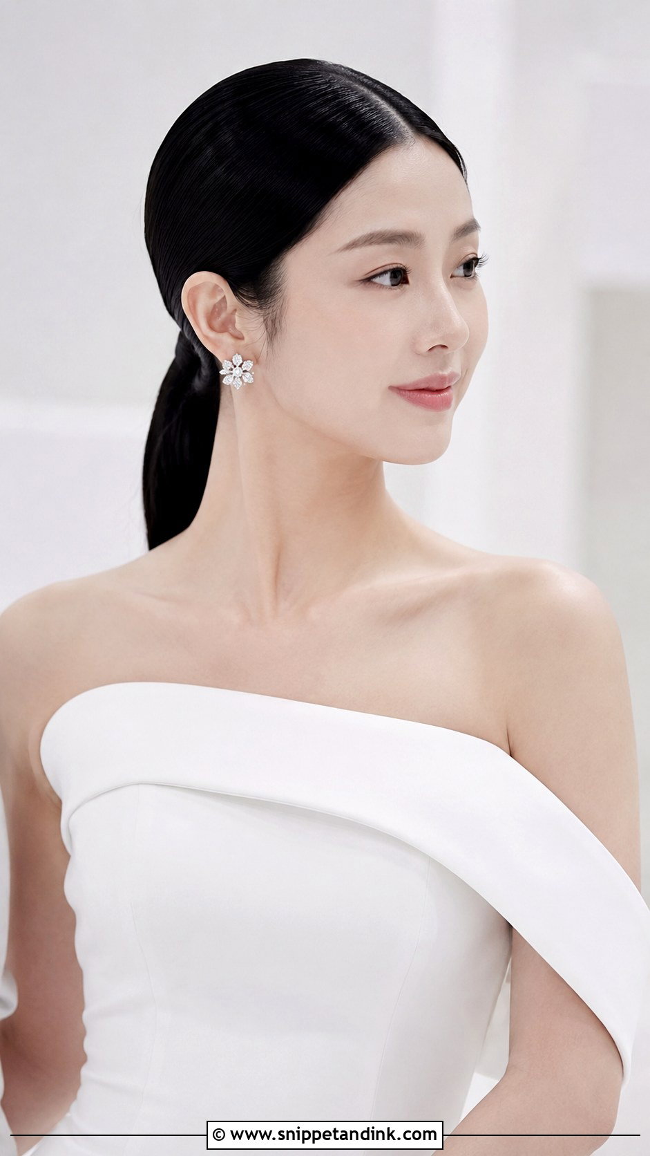 Sleek Low Ponytail With Center Part - Snippet and Ink - 20 Pony Updo Wedding Ideas