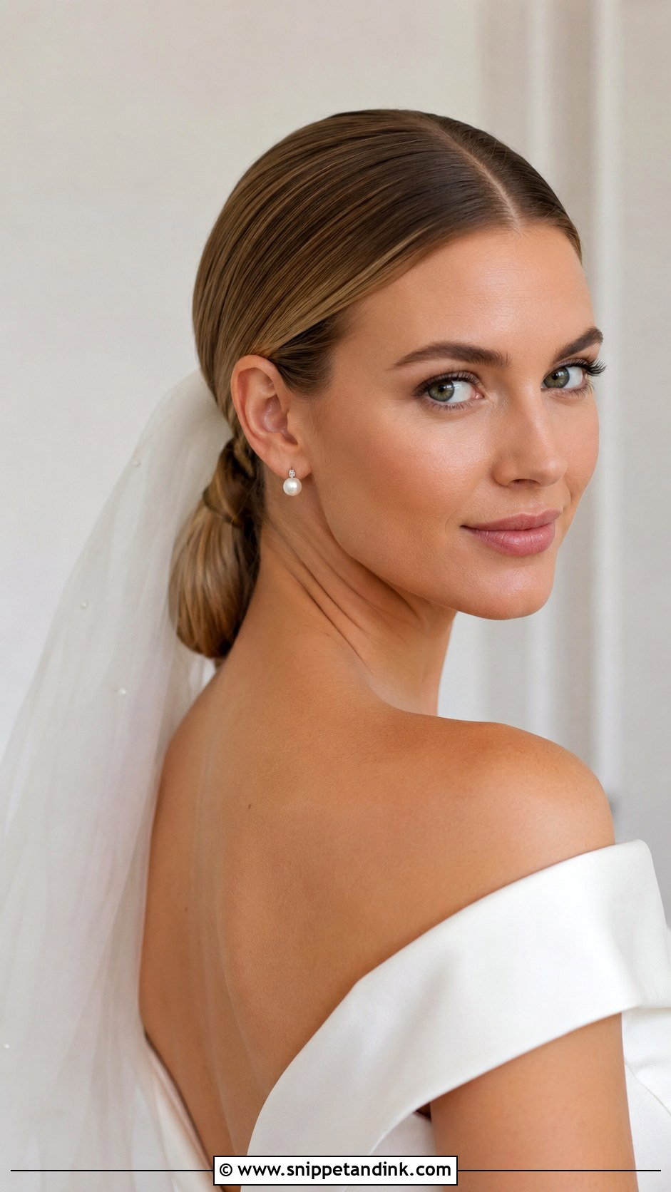 Sleek Low Ponytail With Center Part - Snippet and Ink - 25 Sleek Wedding Hair Ideas