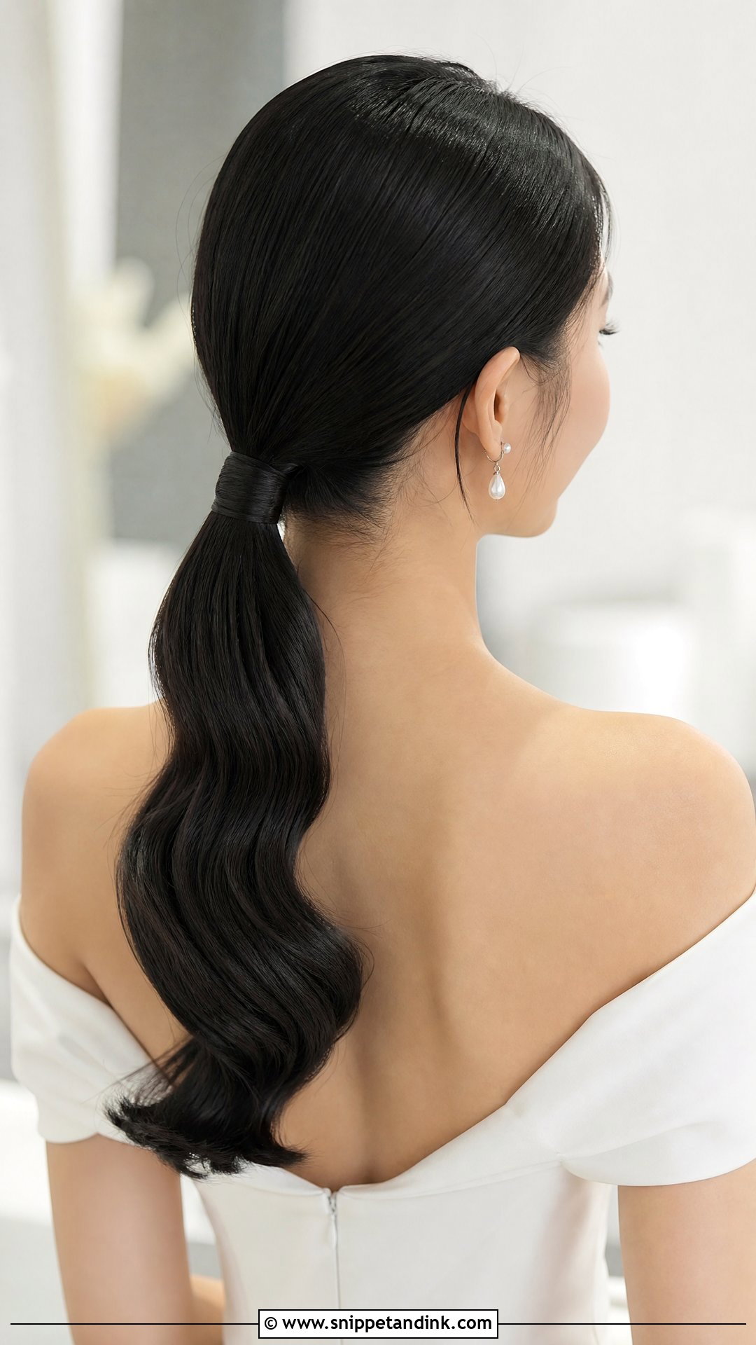 Sleek Low Ponytail for Brides - Snippet and Ink - 20 Long Hair Bridal Hair Styles