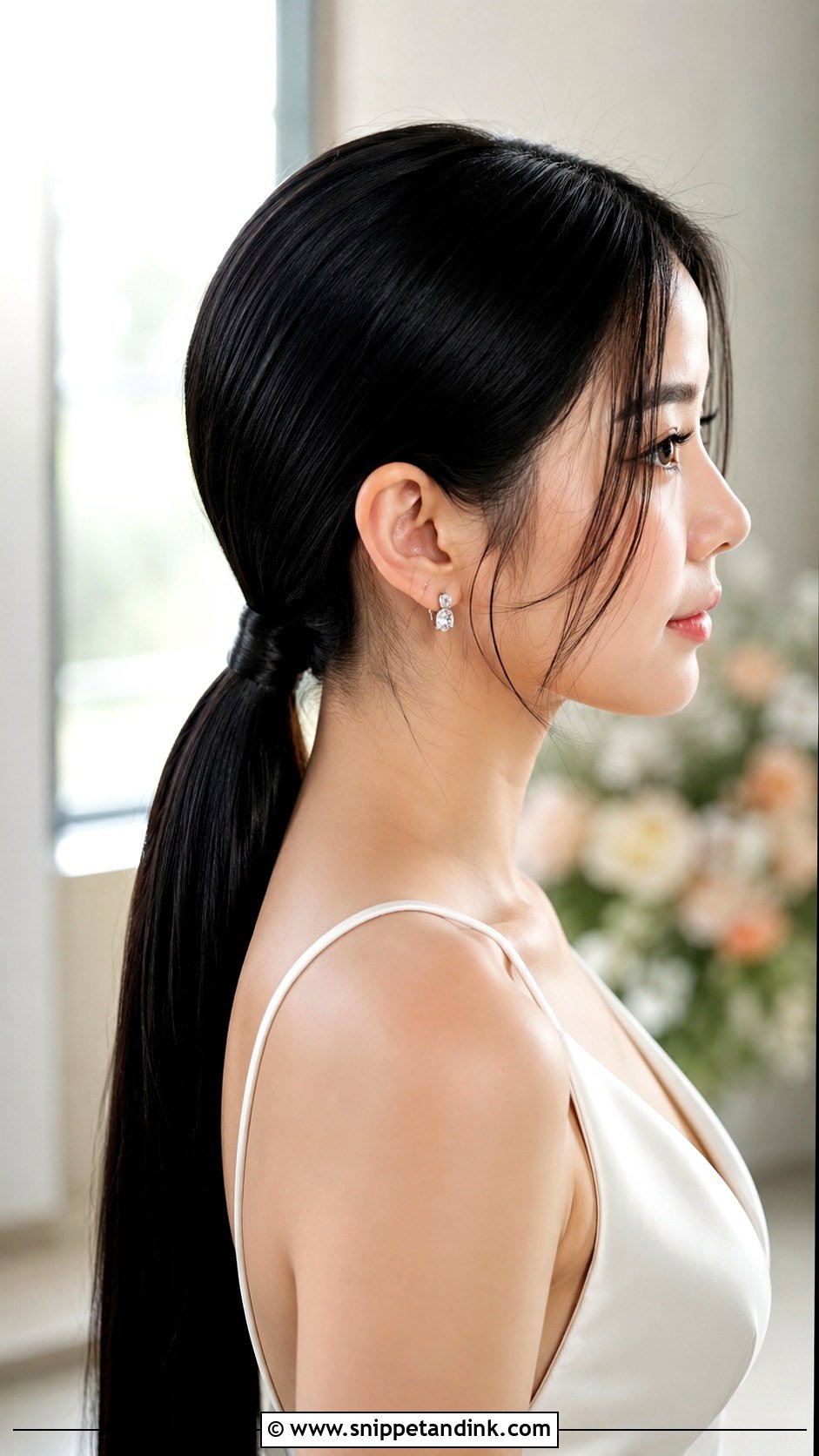 Sleek Low Ponytail for Brides - Snippet and Ink - 20 Medium Length Hair Styles Wedding